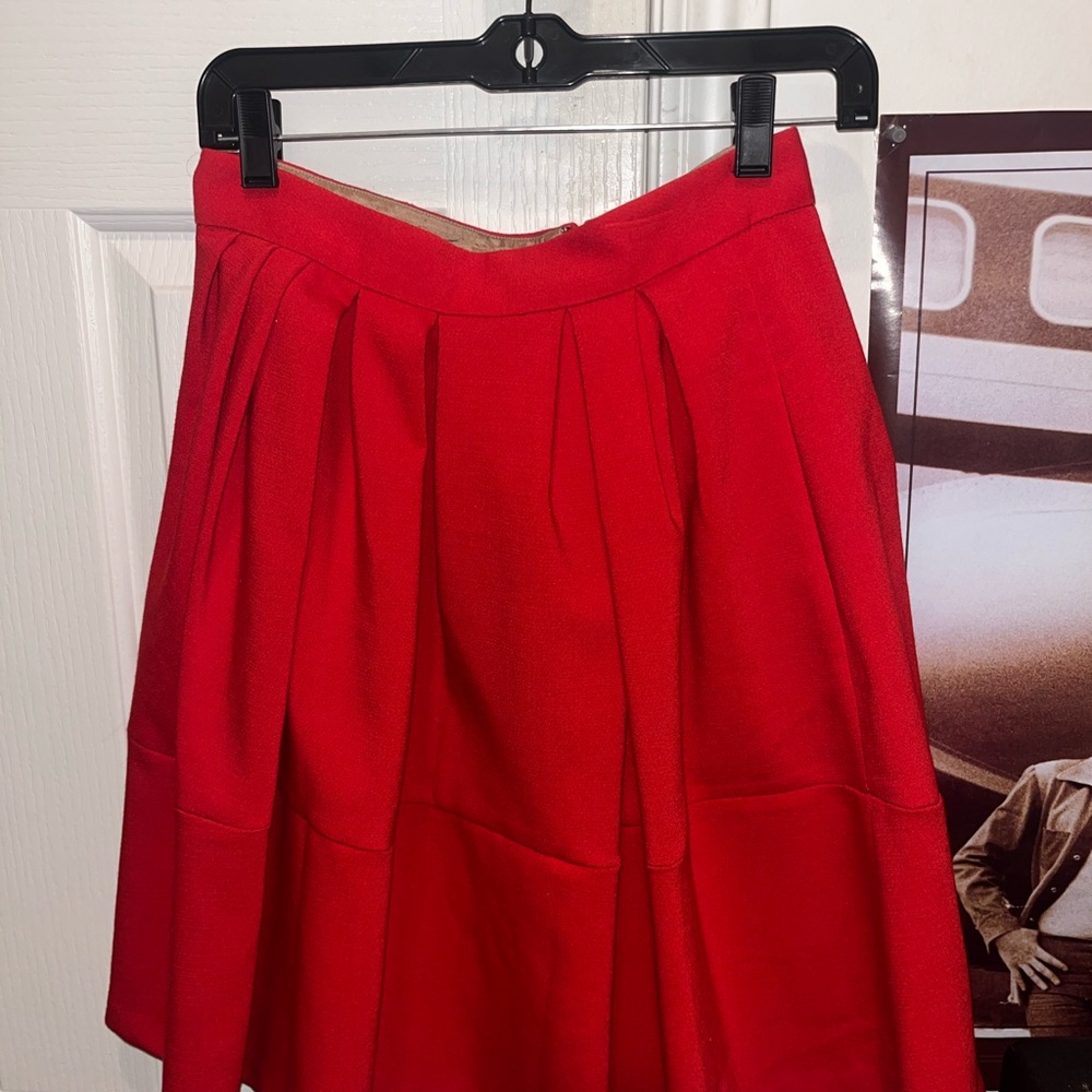 Elegant Red Women's Midi Skirt